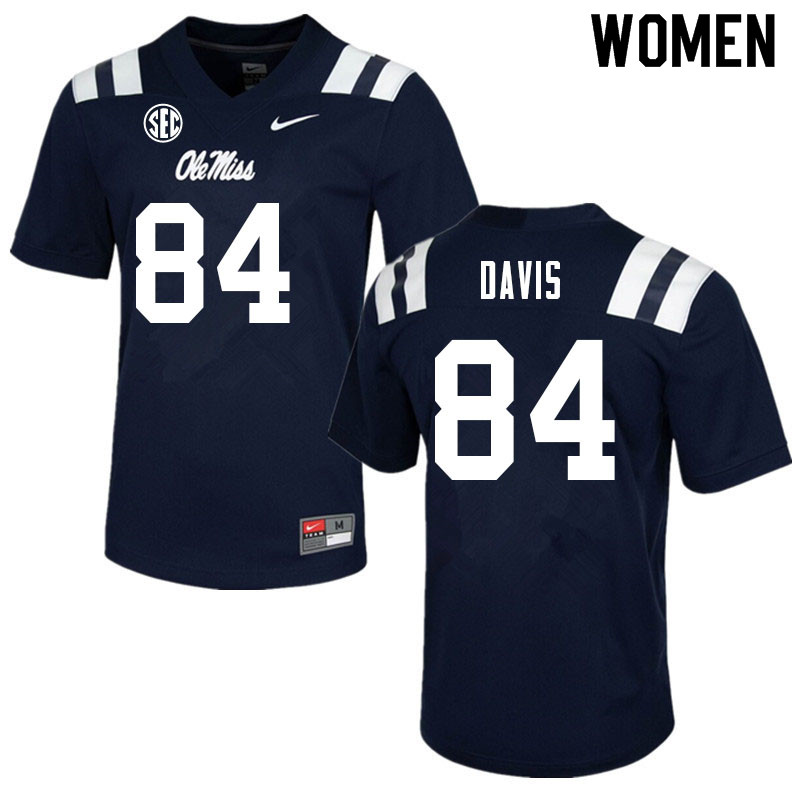 Women #84 Qua Davis Ole Miss Rebels College Football Jerseys Sale-Navy